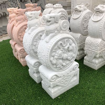 汉白玉石鼓门墩中式庭院四合院家居门口抱鼓石门挡装饰