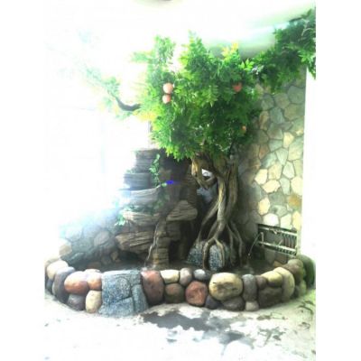 园林酒店室内造景假山瀑布天然龟纹石