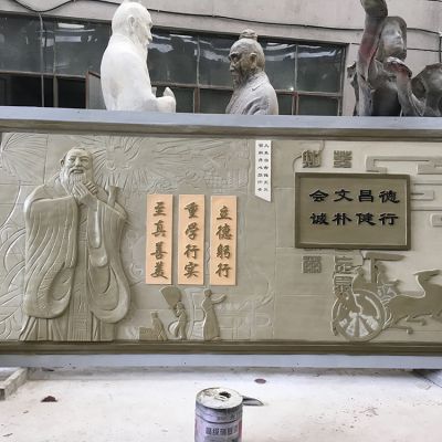 校园园林孔子名人名言玻璃钢浮雕壁画
