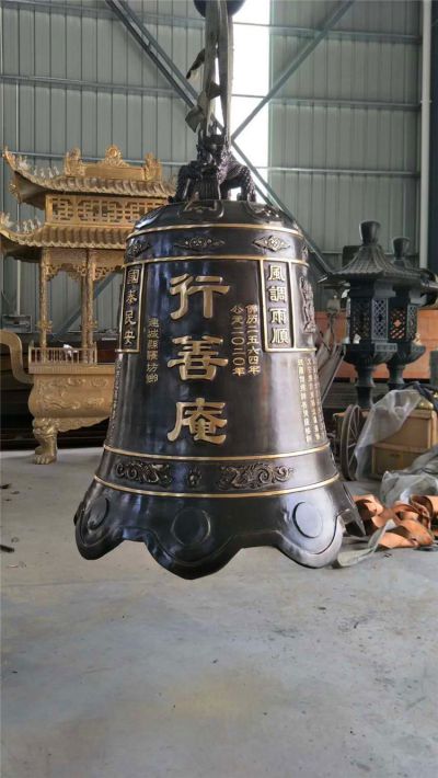 道观寺院摆放青铜倒挂钟摆件