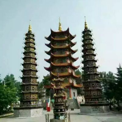 景区寺院户外铸铜漆金仿古多层宝塔
