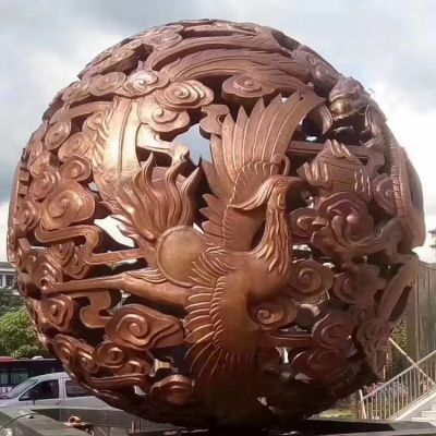 铜雕浮雕景观创意凤凰镂空球博鱼网页版