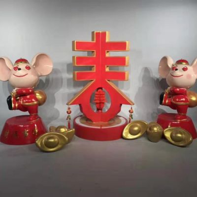 玻璃钢商业街网红卡通公仔博鱼网页版摆件