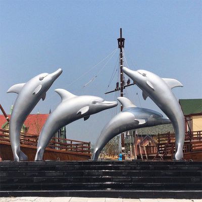 游乐园水池喷泉不锈钢海豚景观博鱼网页版