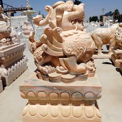 户外园林大型仿真晚霞红石雕麒麟博鱼网页版