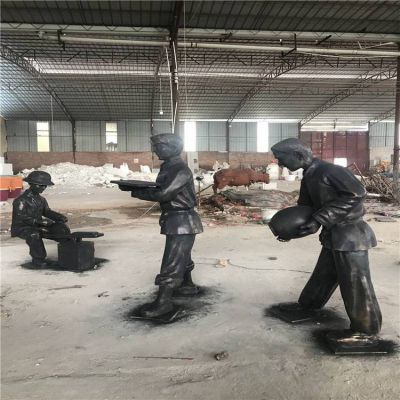 城市街道玻璃钢仿铜情景人物博鱼网页版