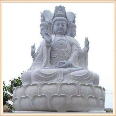 景区大型大理石石雕三面滴水观音