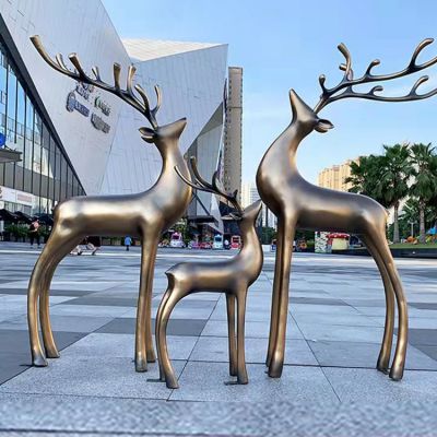 玻璃钢仿铜户外园林抽象梅花鹿博鱼网页版