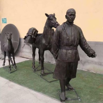 商业街铸铜人物 户外庭院民俗人物摆件 城市园林景观博鱼网页版