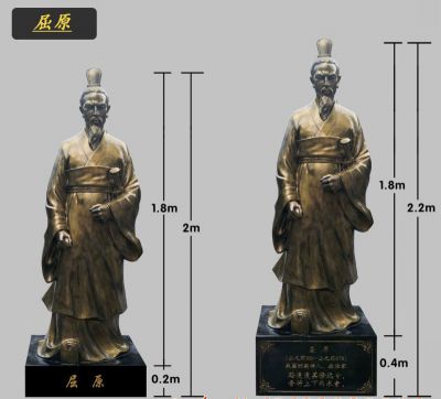 图书馆摆放鎏金楚国诗人屈原铜博鱼网页版