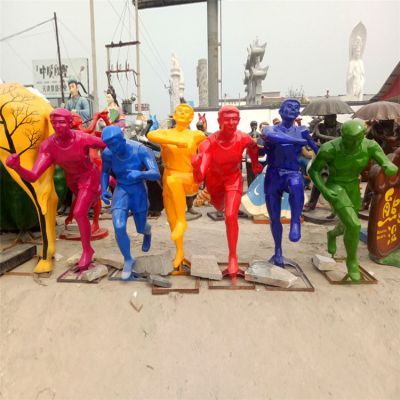 运动跑步竞技玻璃钢抽象人物摆件