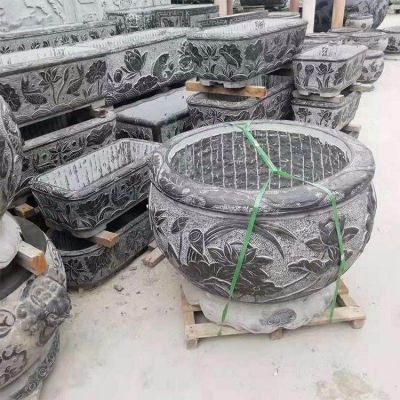 庭院养鱼石缸 长方形仿古雕刻鱼缸博鱼网页版