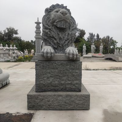 公园广场大理石石雕大型仿真动物卧着的狮子博鱼网页版