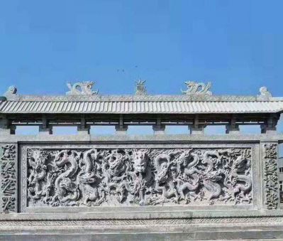 园林景观九龙壁石雕影壁