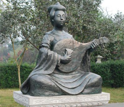 弹琵琶的乐妓古代人物铜雕弹博鱼网页版