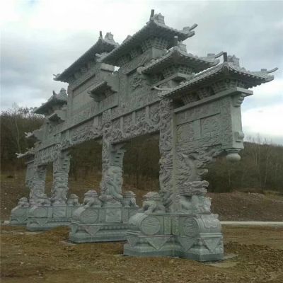 景区户外大型创意多门石雕牌坊