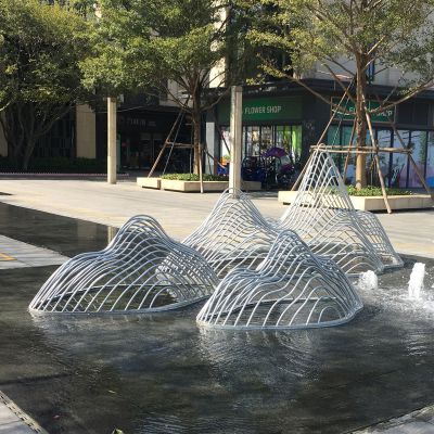城市不锈钢景观标志摆件创意水景抽象假山博鱼网页版