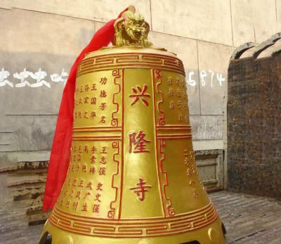 彩绘鎏金寺庙景观铜钟博鱼网页版