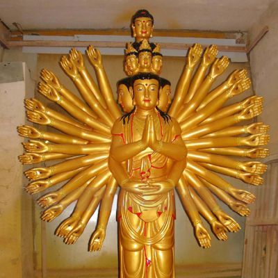 不锈钢鎏金景区寺庙大型十面千手观音博鱼网页版