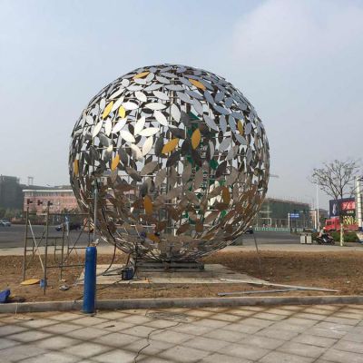 不锈钢树叶镂空球城市广场灯光亮化博鱼网页版摆件