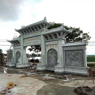 青石浮雕壁画苏氏江南庭院仿古建筑门牌楼