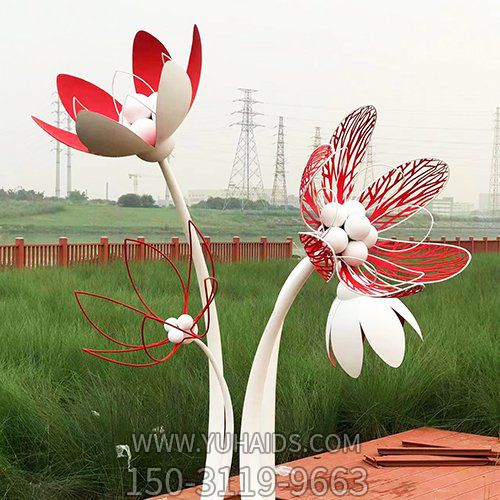 不锈钢镂空花朵博鱼网页版公园广场户外落地 摆件