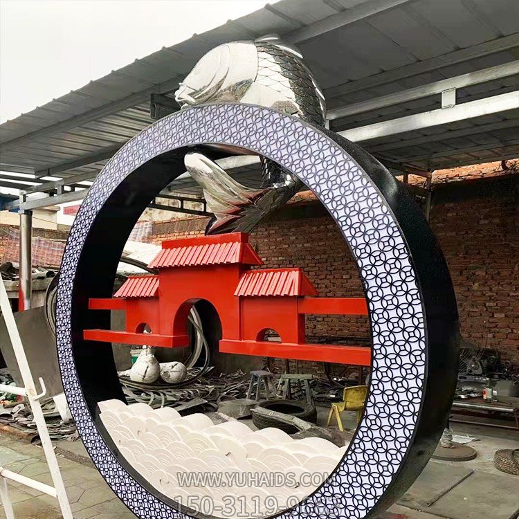 别墅酒店摆放不锈钢创意圆环水池景观博鱼网页版