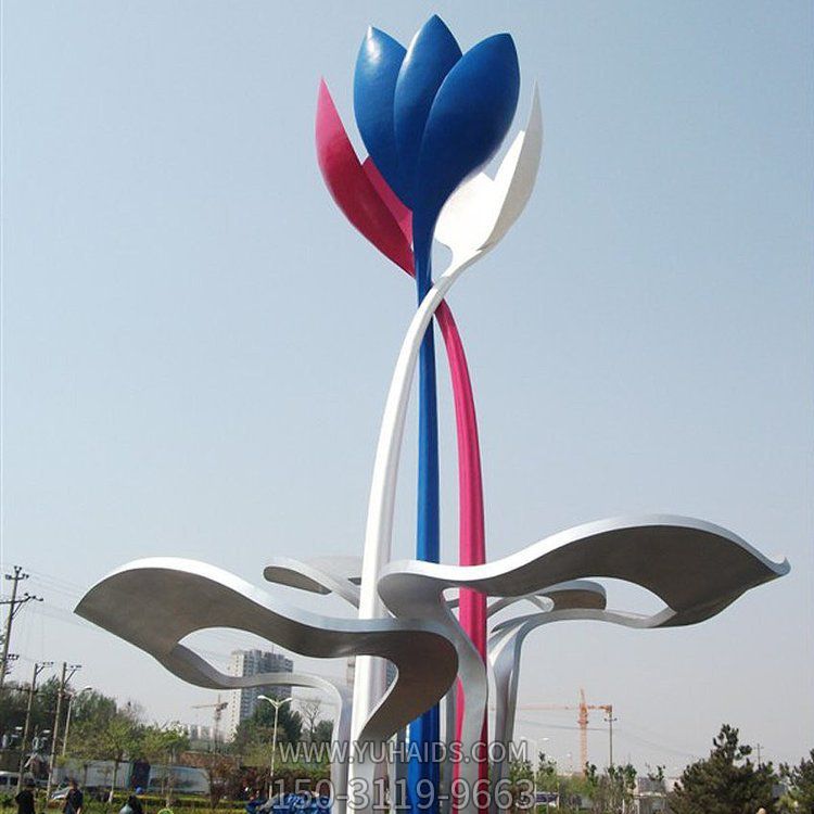城市广场不锈钢彩绘大型艺术园林景观标志摆件博鱼网页版