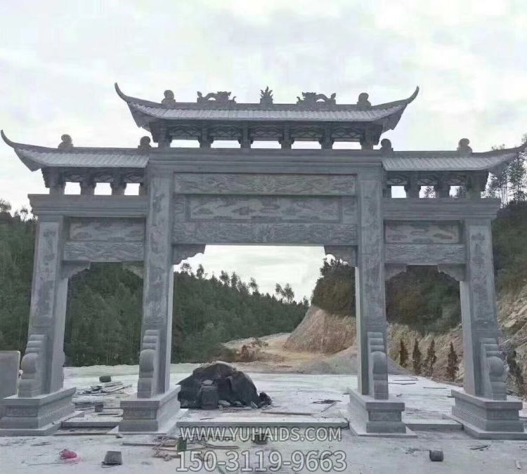 大理石石雕城镇乡村三门四柱牌坊博鱼网页版