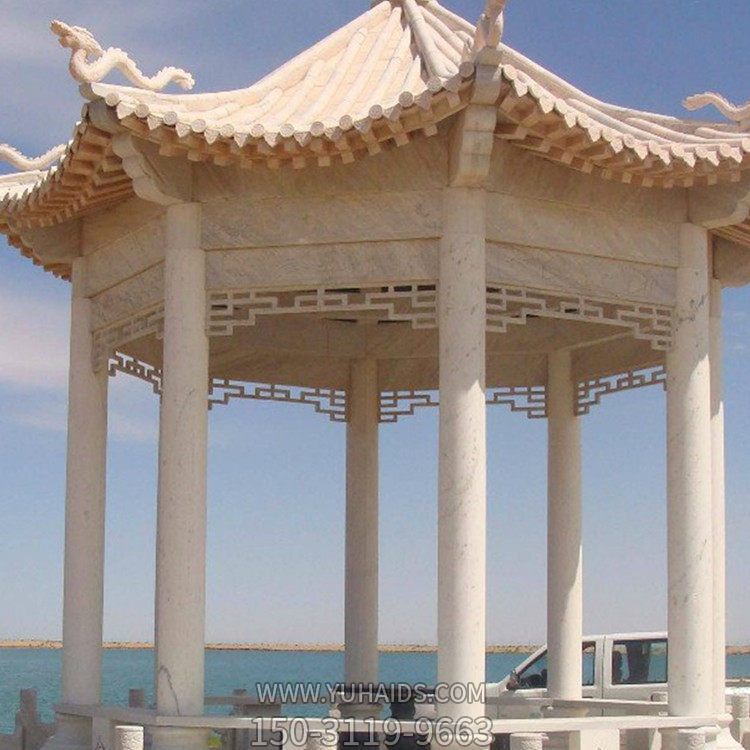 户外景区大理石晚霞红八角仿古石雕凉亭博鱼网页版