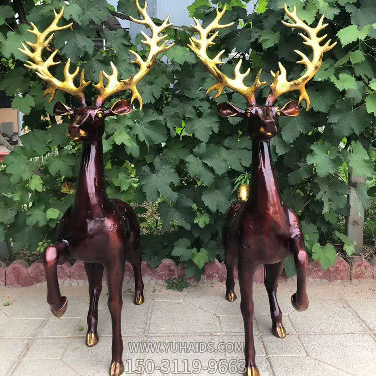 景区草坪摆放紫铜铸造梅花鹿动物博鱼网页版