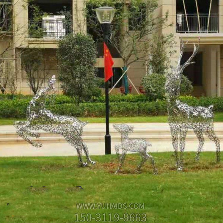 园林绿地摆放不锈钢镂空鹿博鱼网页版小品