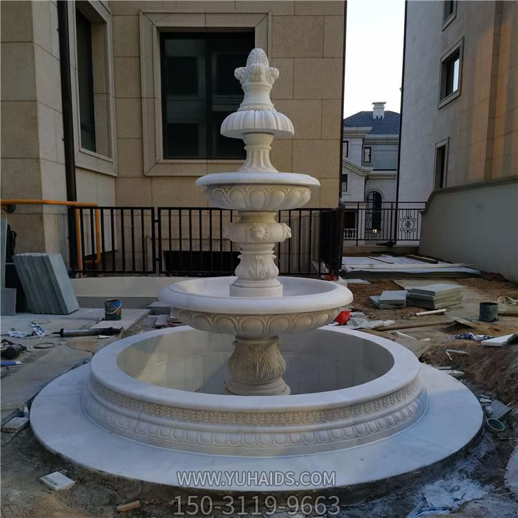 别墅花园大理石石雕欧式三层喷泉博鱼网页版