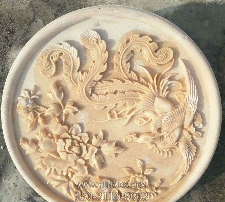 景区汉白玉圆盘上的浮雕凤凰博鱼网页版