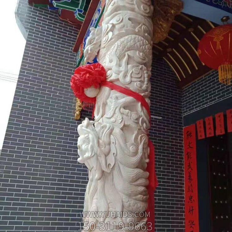 景区大型盘龙柱 气势雄厚夺目大型摆件园林景观石雕龙柱博鱼网页版