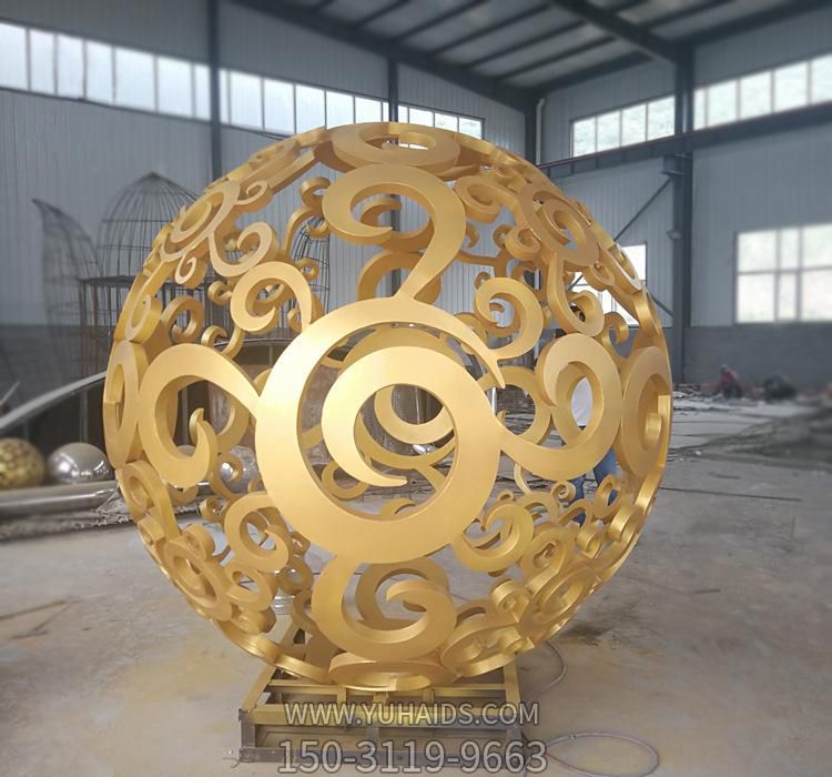 街道创意不锈钢金色镂空球博鱼网页版