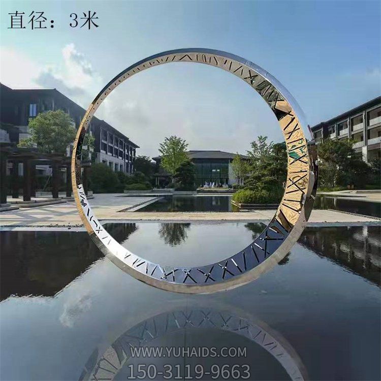 小区水池摆放不锈钢圆环景观博鱼网页版