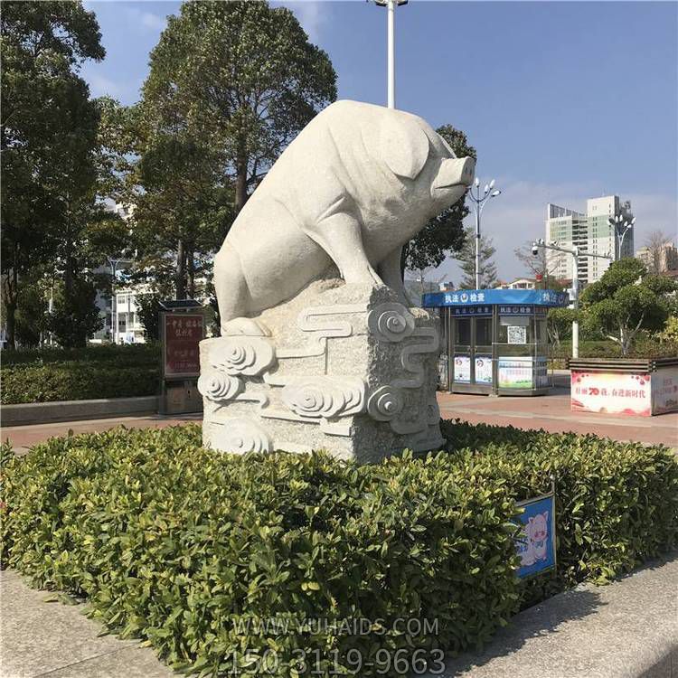 户外园林大理石石雕十二生肖猪博鱼网页版