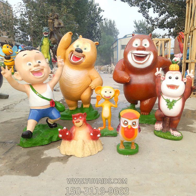 游乐园摆放玻璃钢卡通熊大熊二公仔动物博鱼网页版