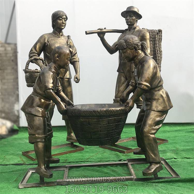 情景小品玻璃钢仿铜人物景观摆件博鱼网页版