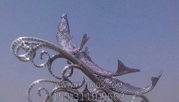 海边装饰一群不锈钢网格鱼博鱼网页版