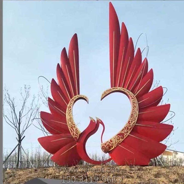 广场化外摆放大型不锈钢彩绘抽象凤凰公园灯光亮化景观博鱼网页版