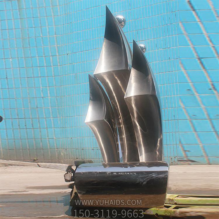 酒店室内摆放不锈钢镜面抽象帆船博鱼网页版