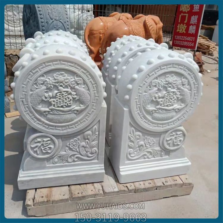 汉白玉石雕浮雕 门口抱鼓石博鱼网页版