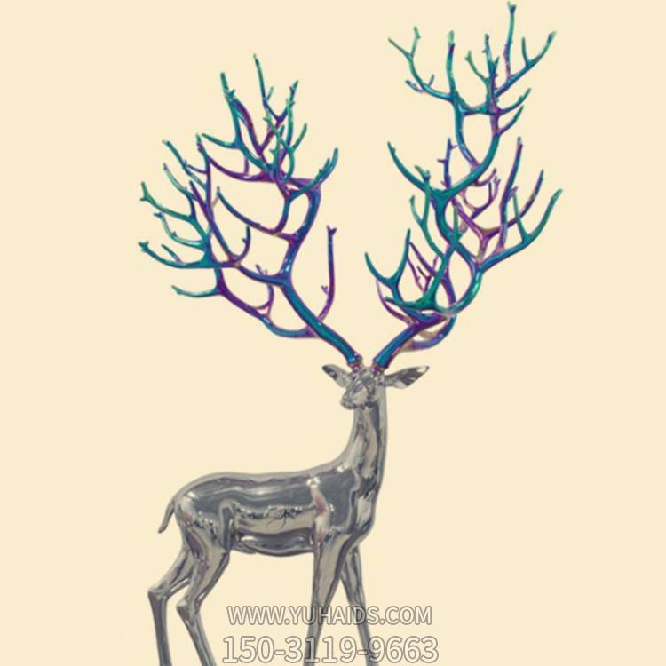 广场摆放不锈钢镜面烤漆大树枝鹿博鱼网页版