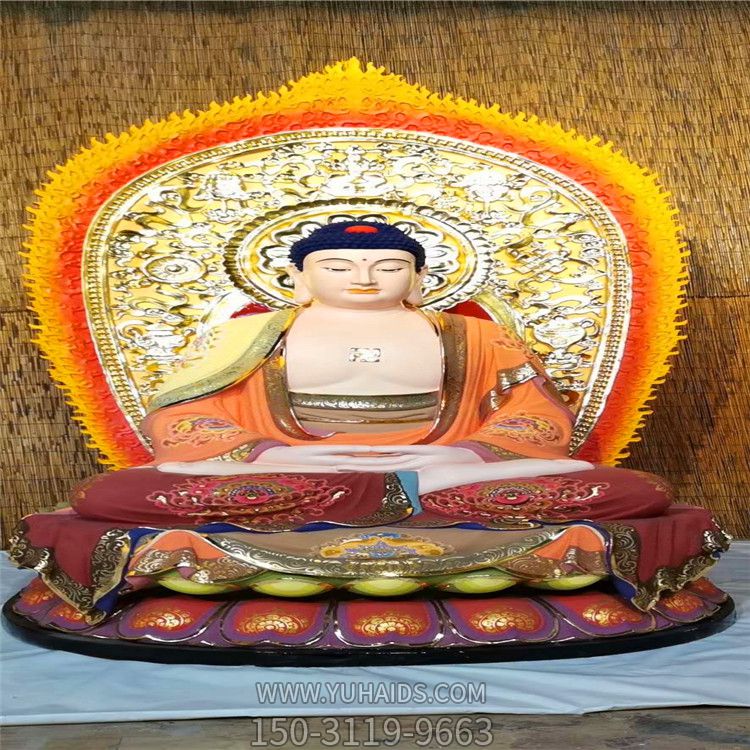 玻璃钢彩绘大型寺庙供奉三宝佛博鱼网页版