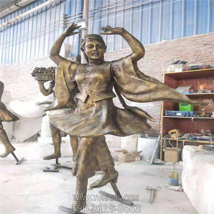 景点摆放玻璃钢铸铜跳舞少数民族女孩雕像博鱼网页版