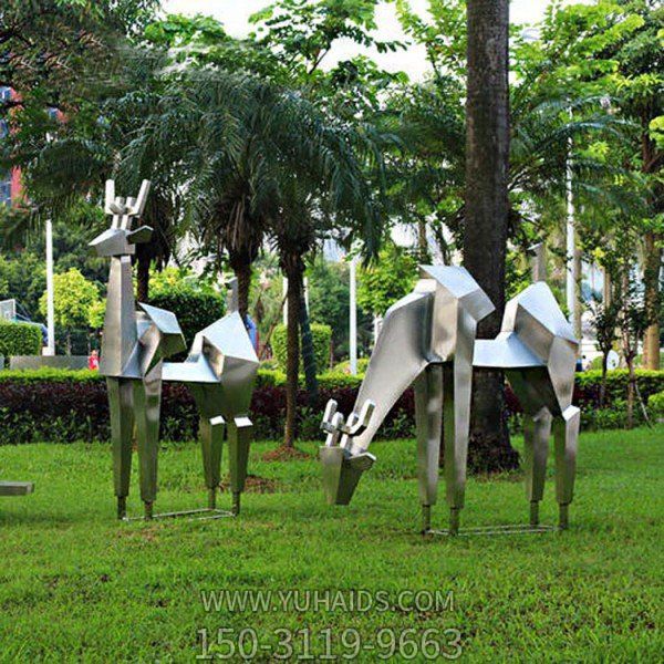 公园计划外不锈钢几何抽象鹿博鱼网页版