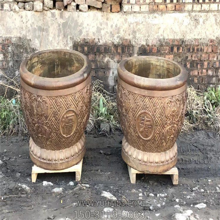 户外庭院浮雕福寿仿古做旧缸博鱼网页版