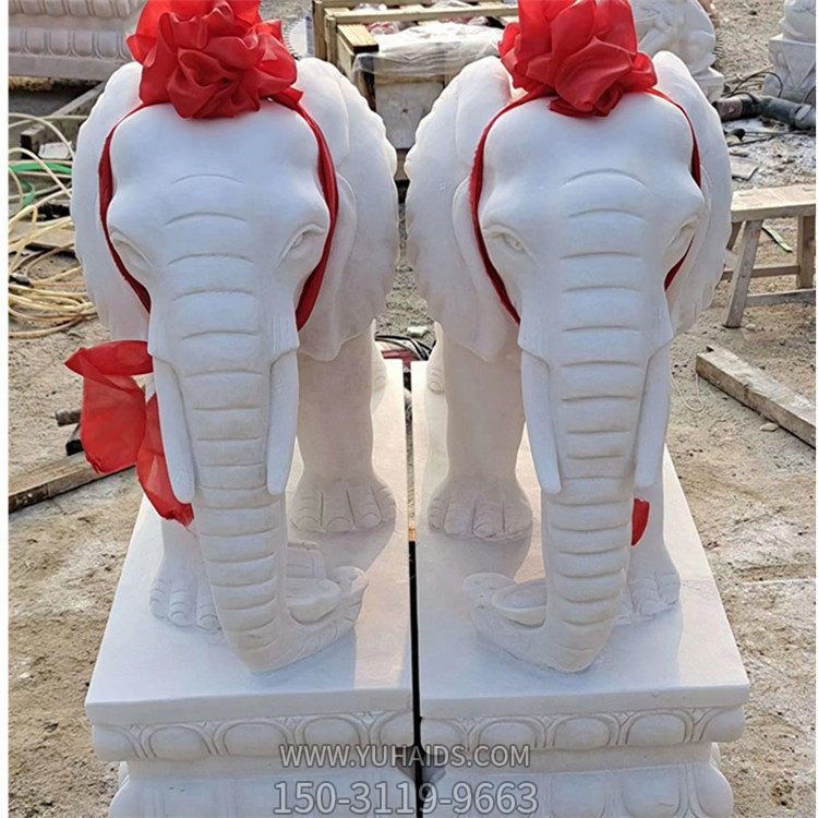 公司酒店大门两侧摆放大理石小象门墩博鱼网页版